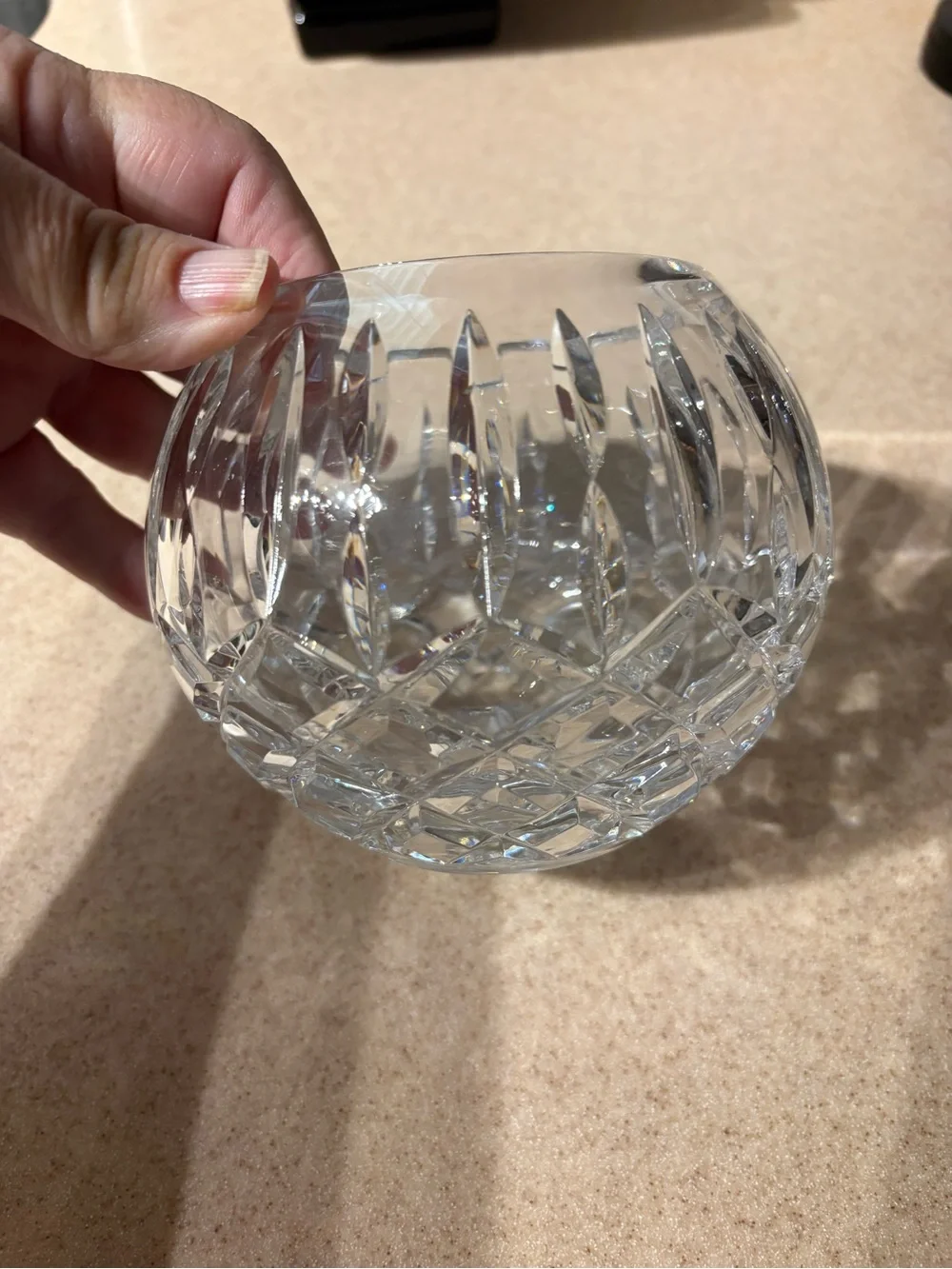 Vintage cut crystal rose bowl. Like new. 4.25” tall